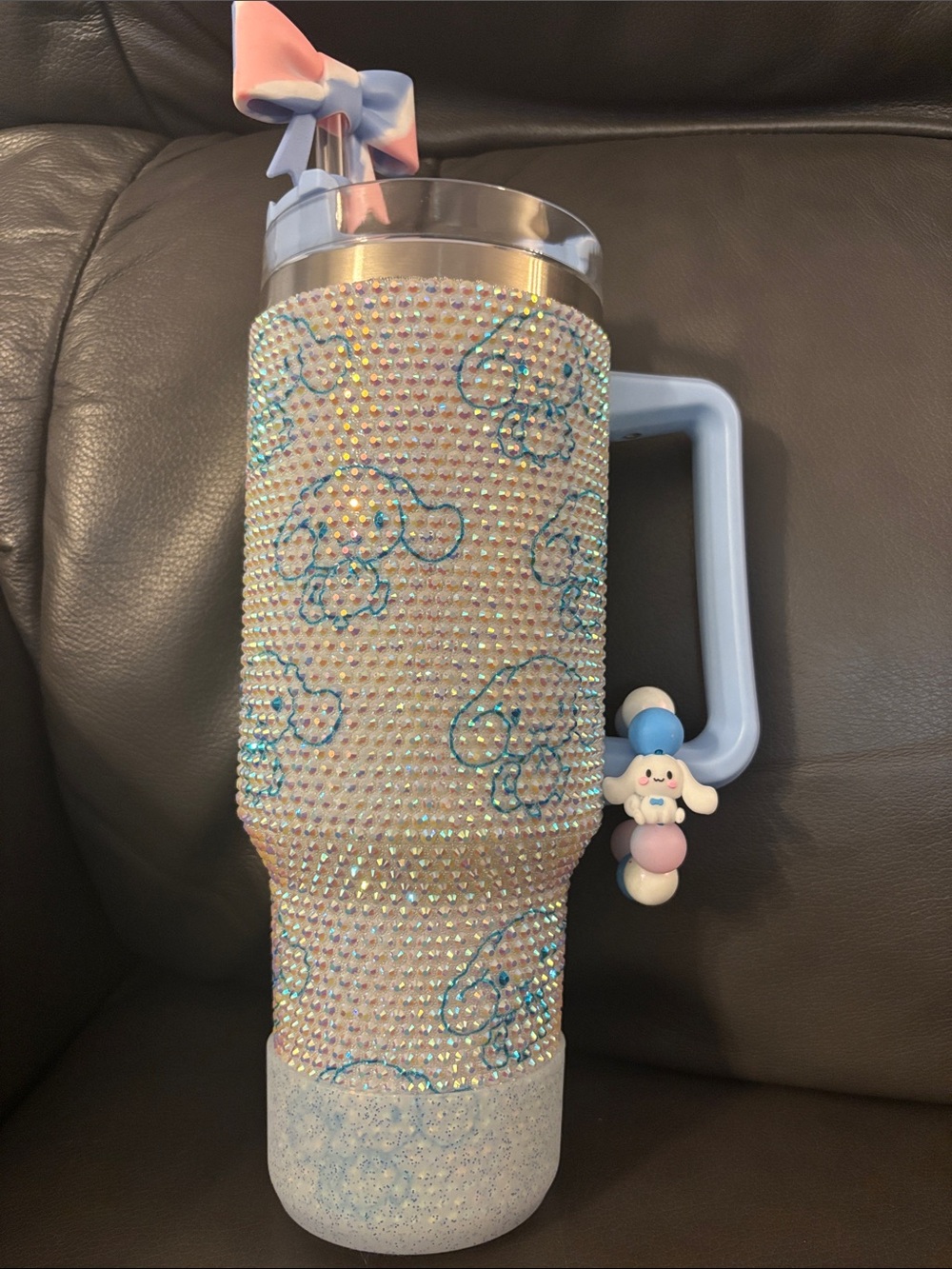 40oz Sanrio Cinnamoroll Iridescent Crystal Travel Mug with Pastel Blue Handle